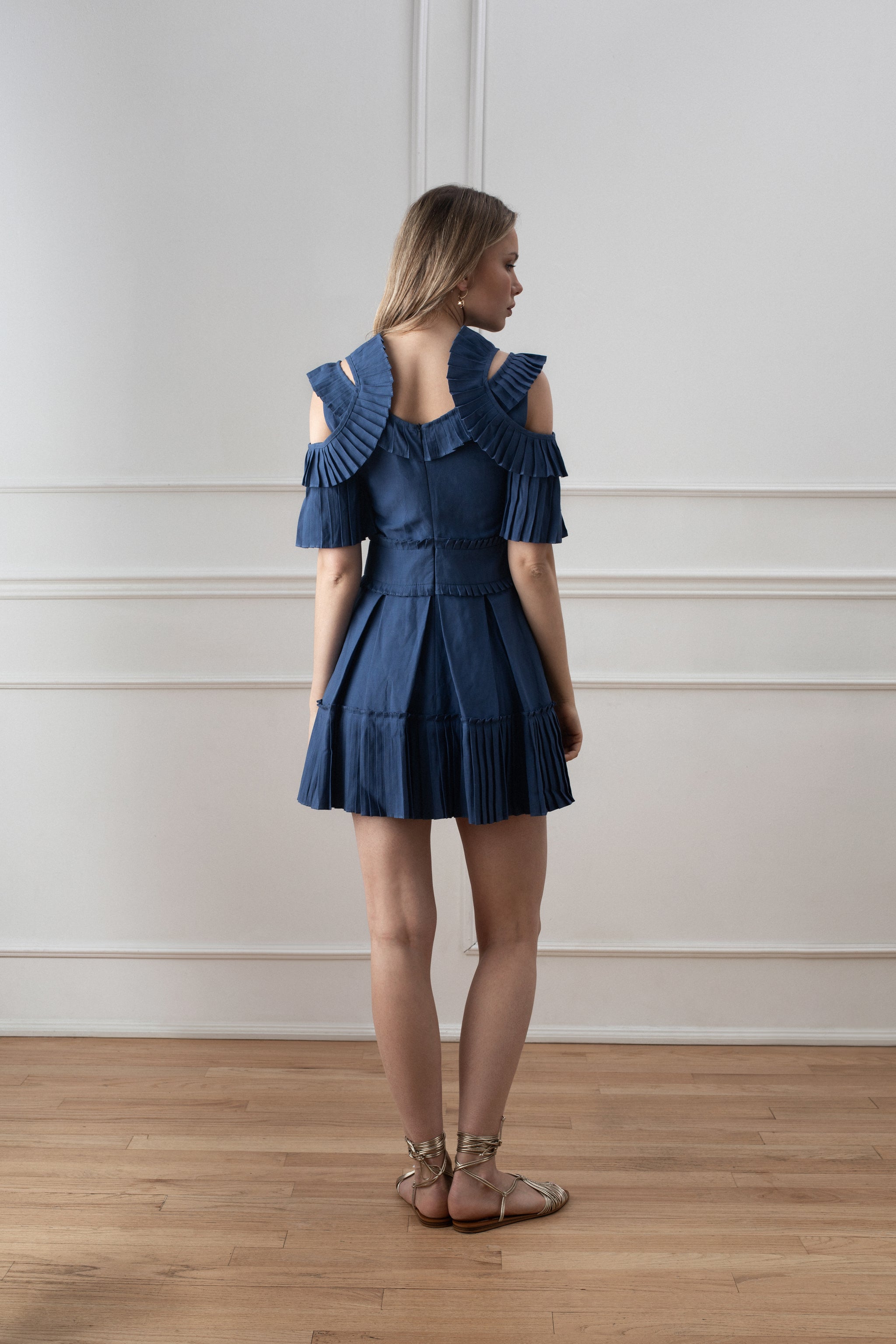 Liza Mini Dress - Dusty Blue Linen ...